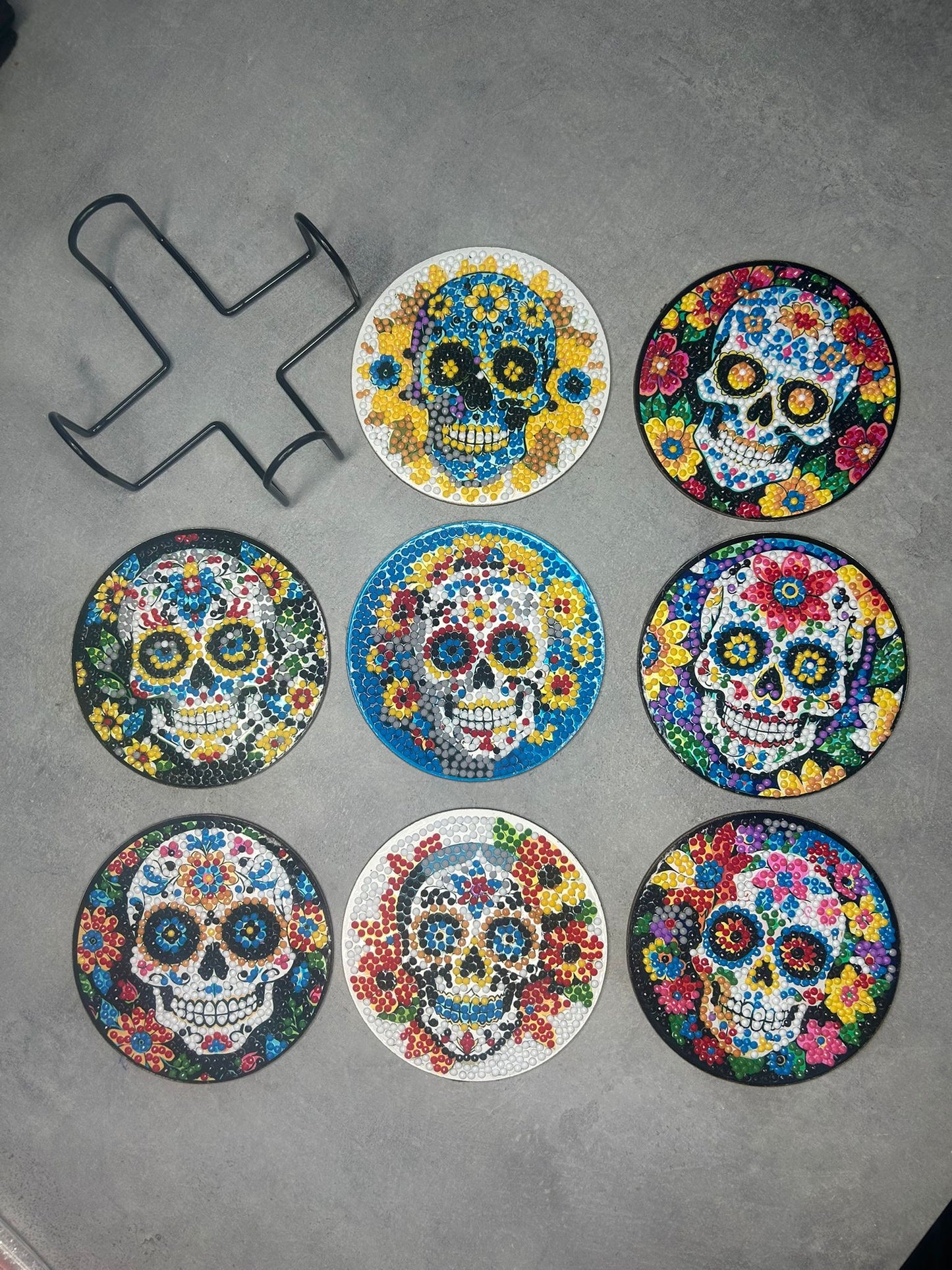Halloween Skull Diamond Art Coaster Set