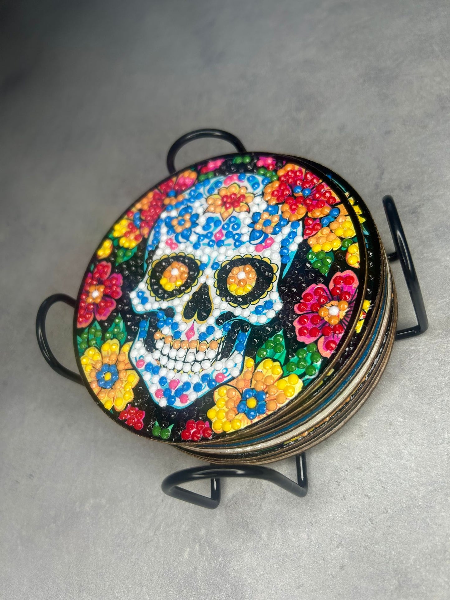 Halloween Skull Diamond Art Coaster Set