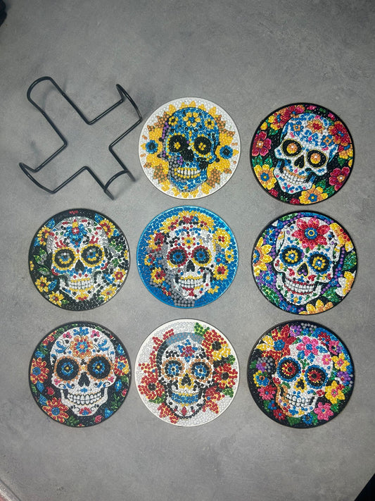 Halloween Skull Diamond Art Coaster Set